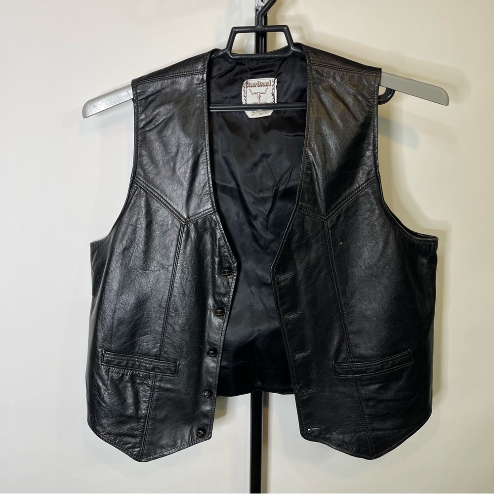 Vintage Steer Brand Leather Vest Size XL Men’s